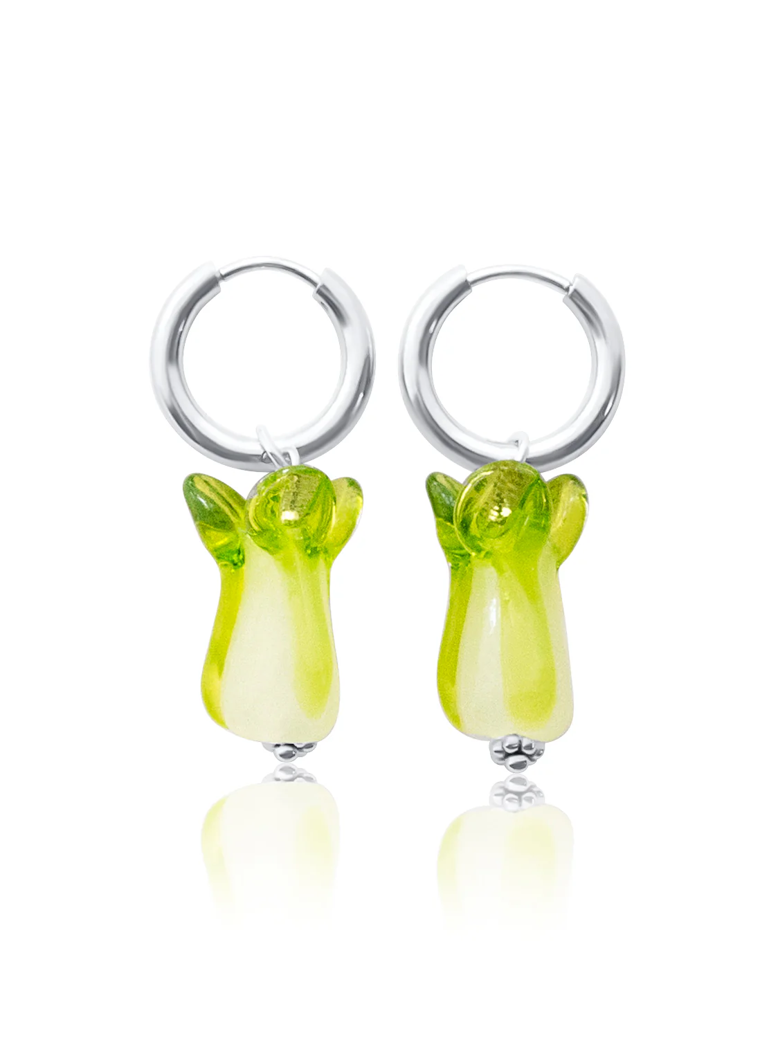 Bok Choy Hoops - Apple Green, Silver