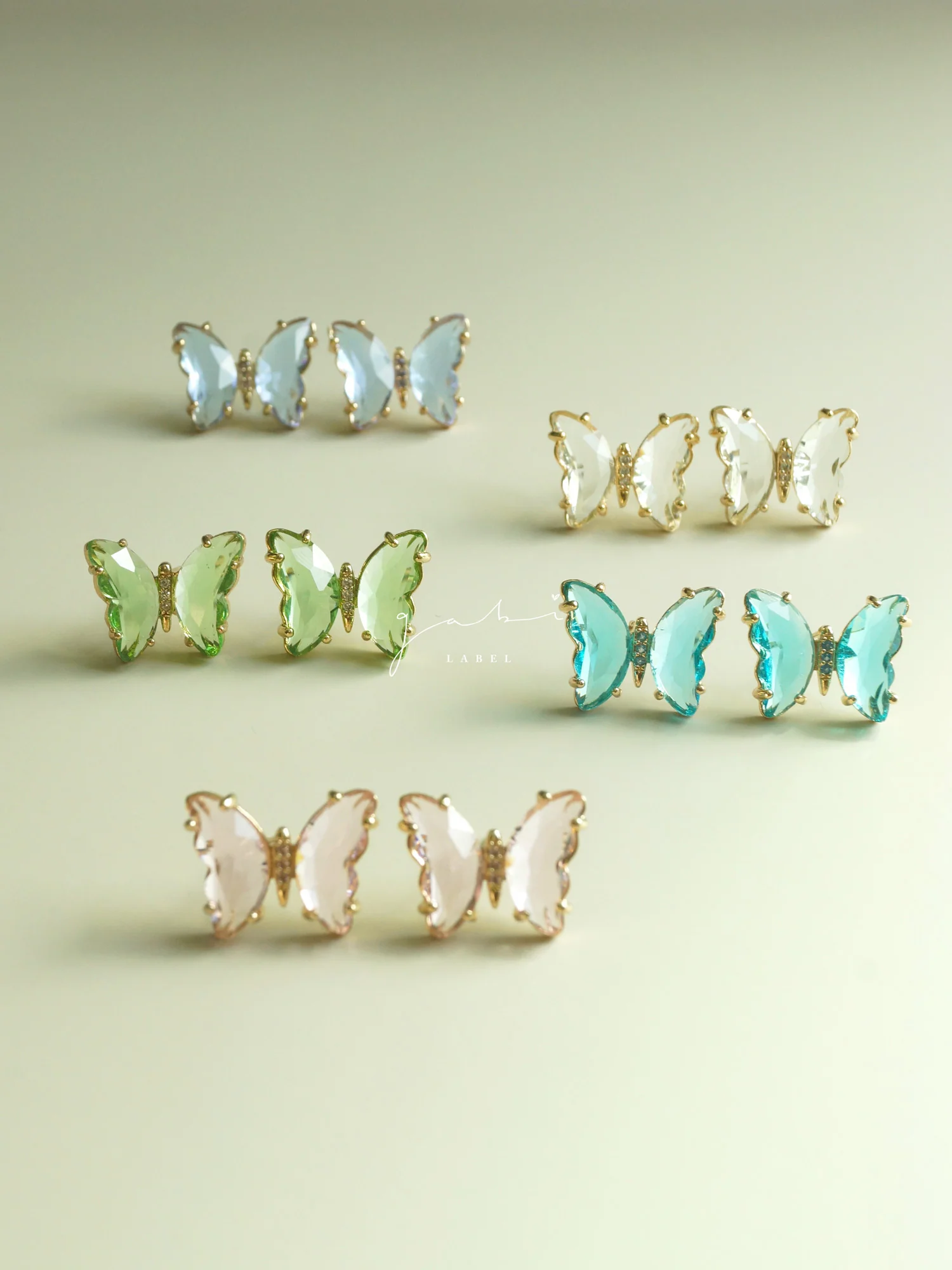 Butterfly Earstuds - Mint Green *S925 Earposts - Image 4