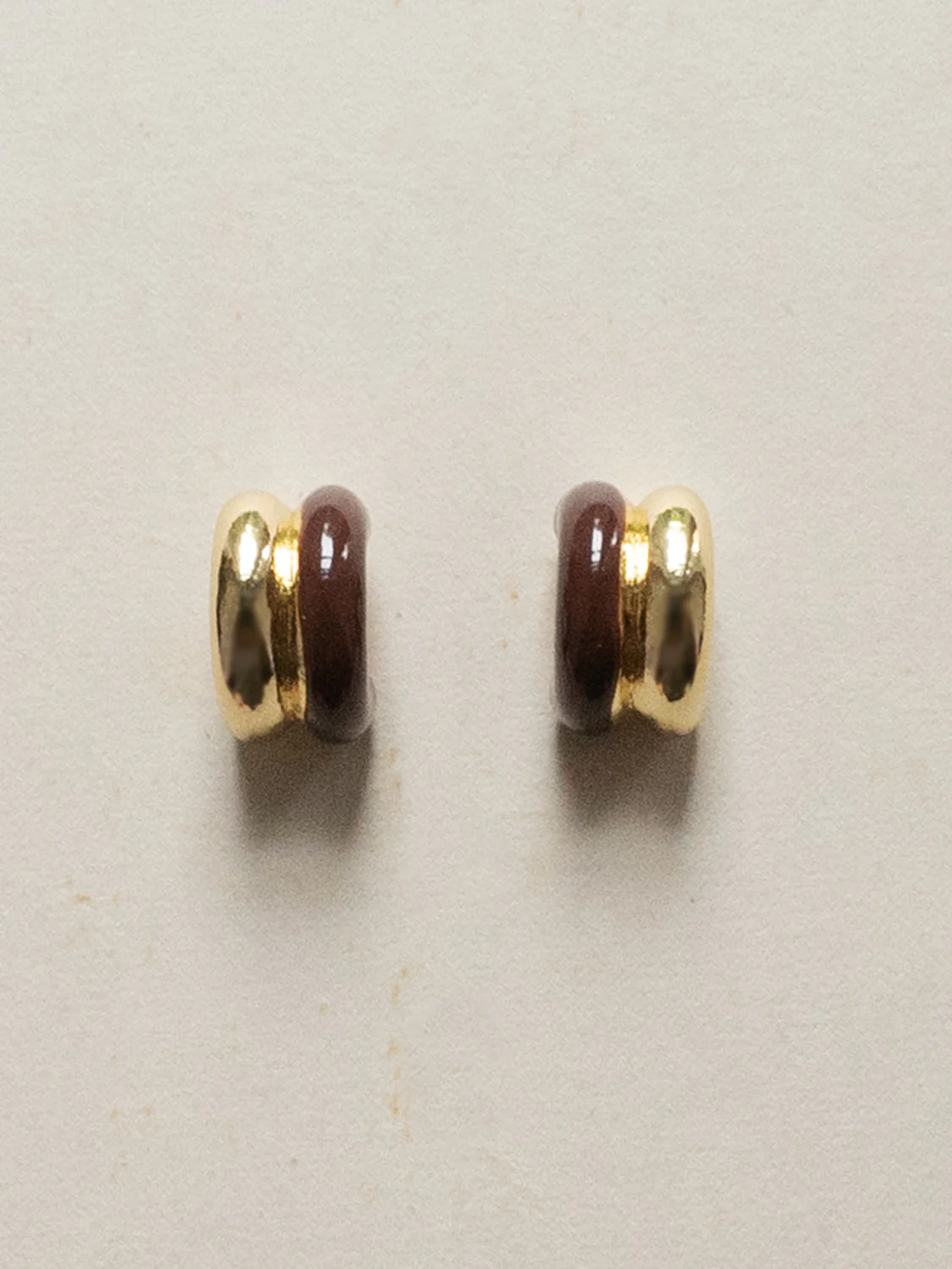 Chunky Enamel Earrings - Brown