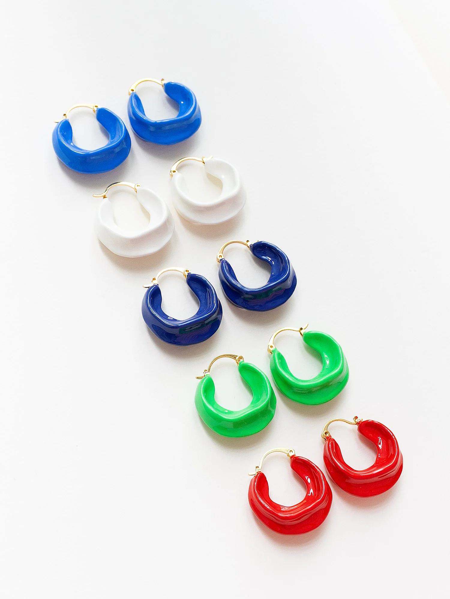 Chunky Oracle Enamel Hoops - White - Image 7