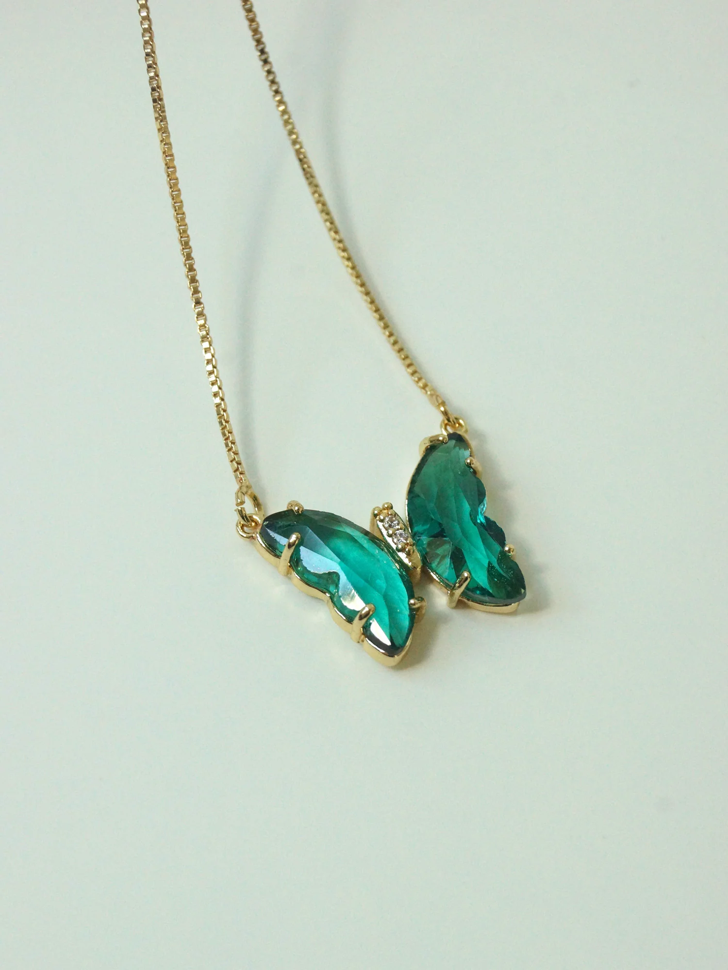 Crystal Butterfly Necklace - Emerald Green
