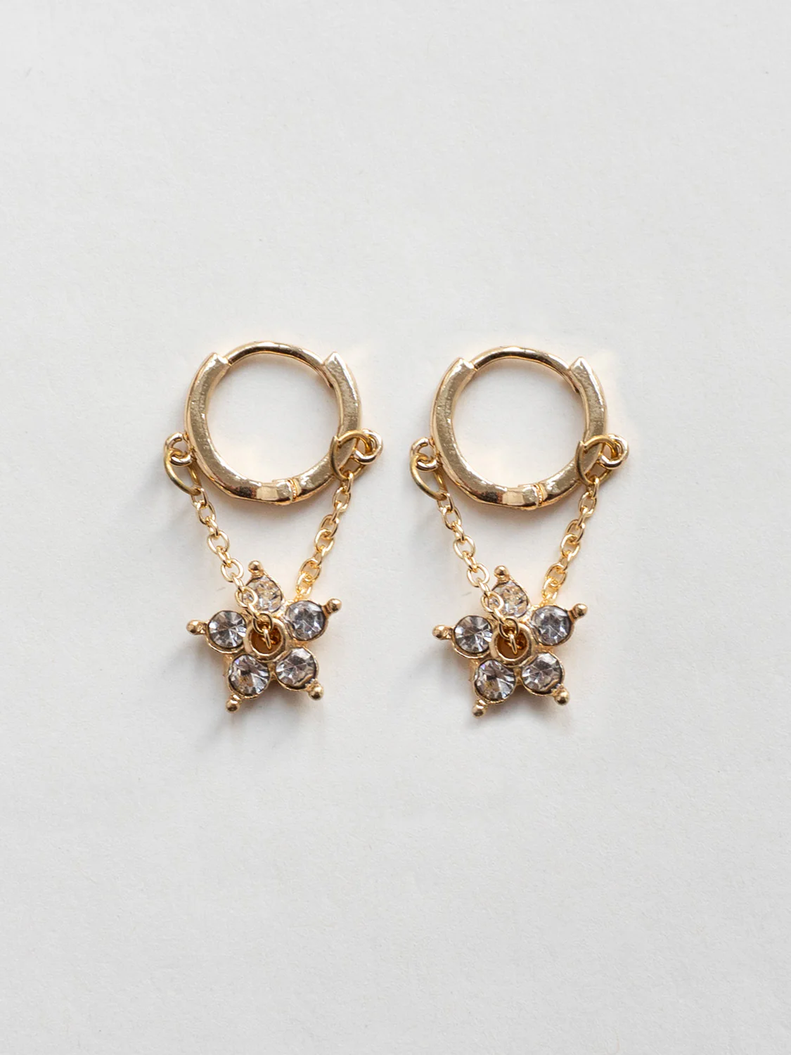Dainty Gemstone Flower Huggies