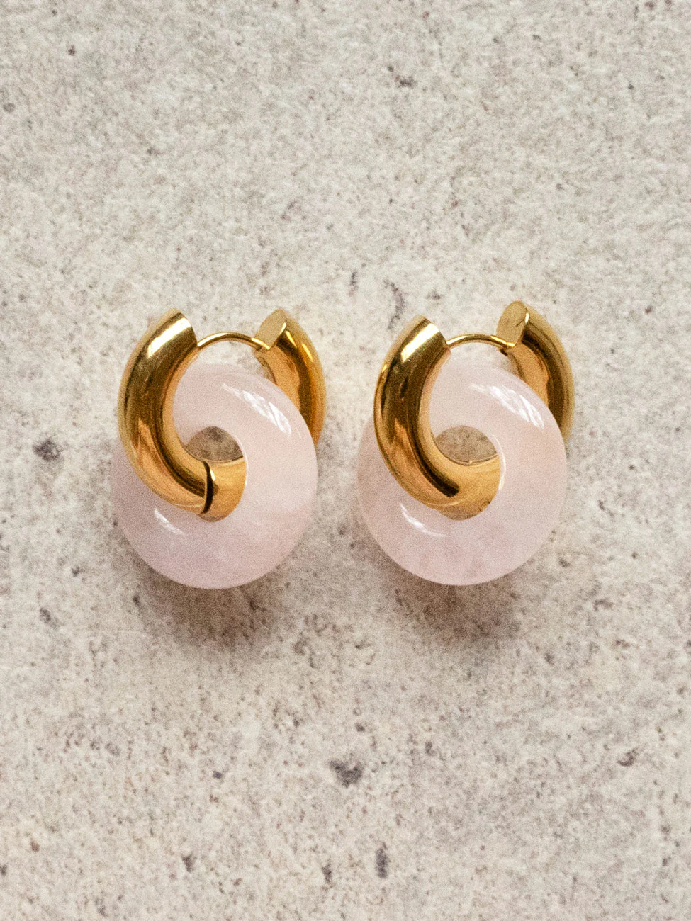 Donut Hoops, Silver - Rose Quartz 2cm - Image 4