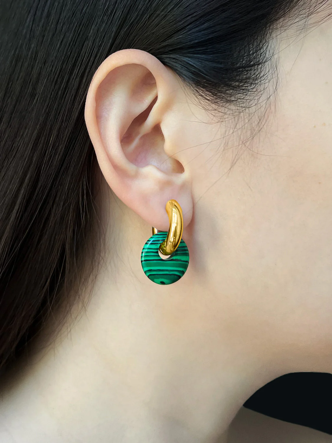Donut Hoops, Silver V2 - Green Malachite - Image 4