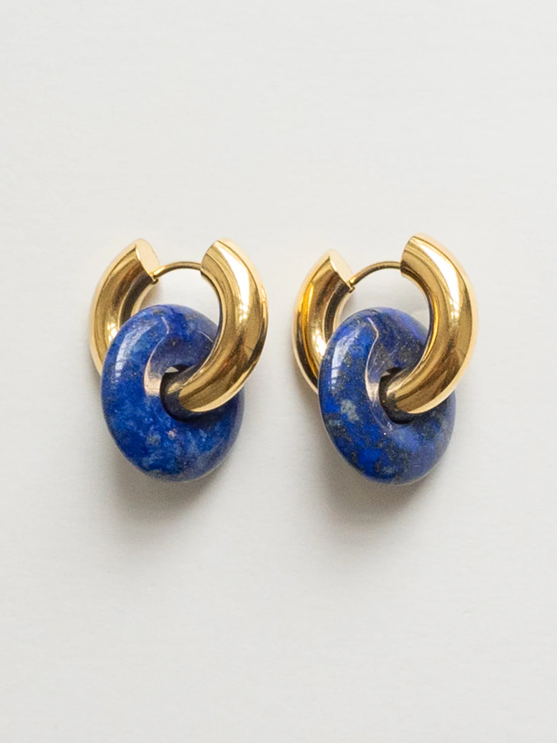 Donut Hoops, Silver - Lapis Lazuli - Image 4
