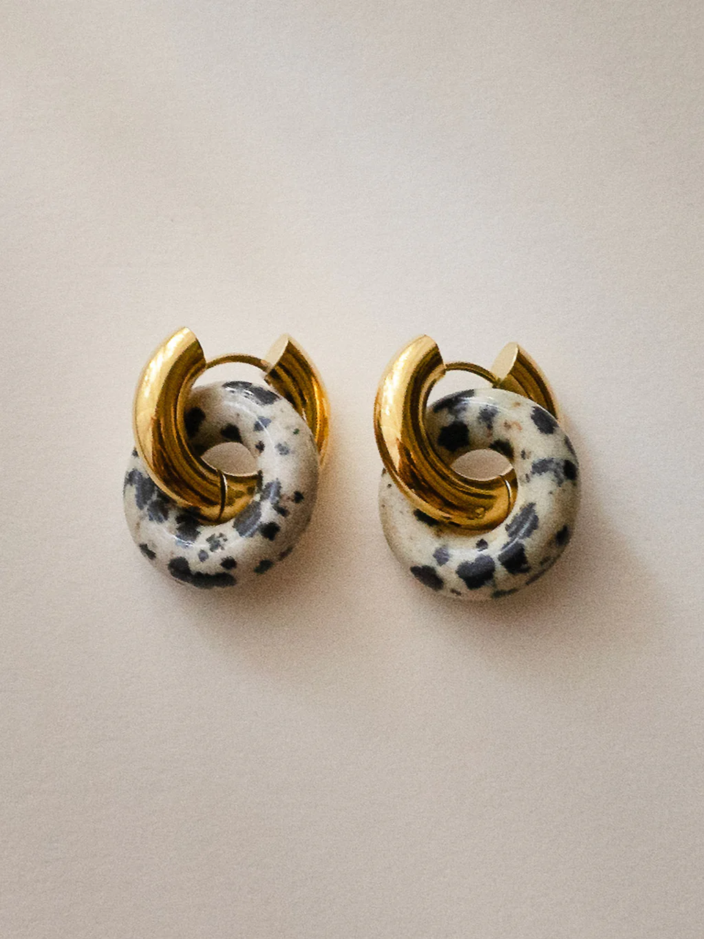 Donut Hoops, Silver - Polka Dot Stone - Image 3