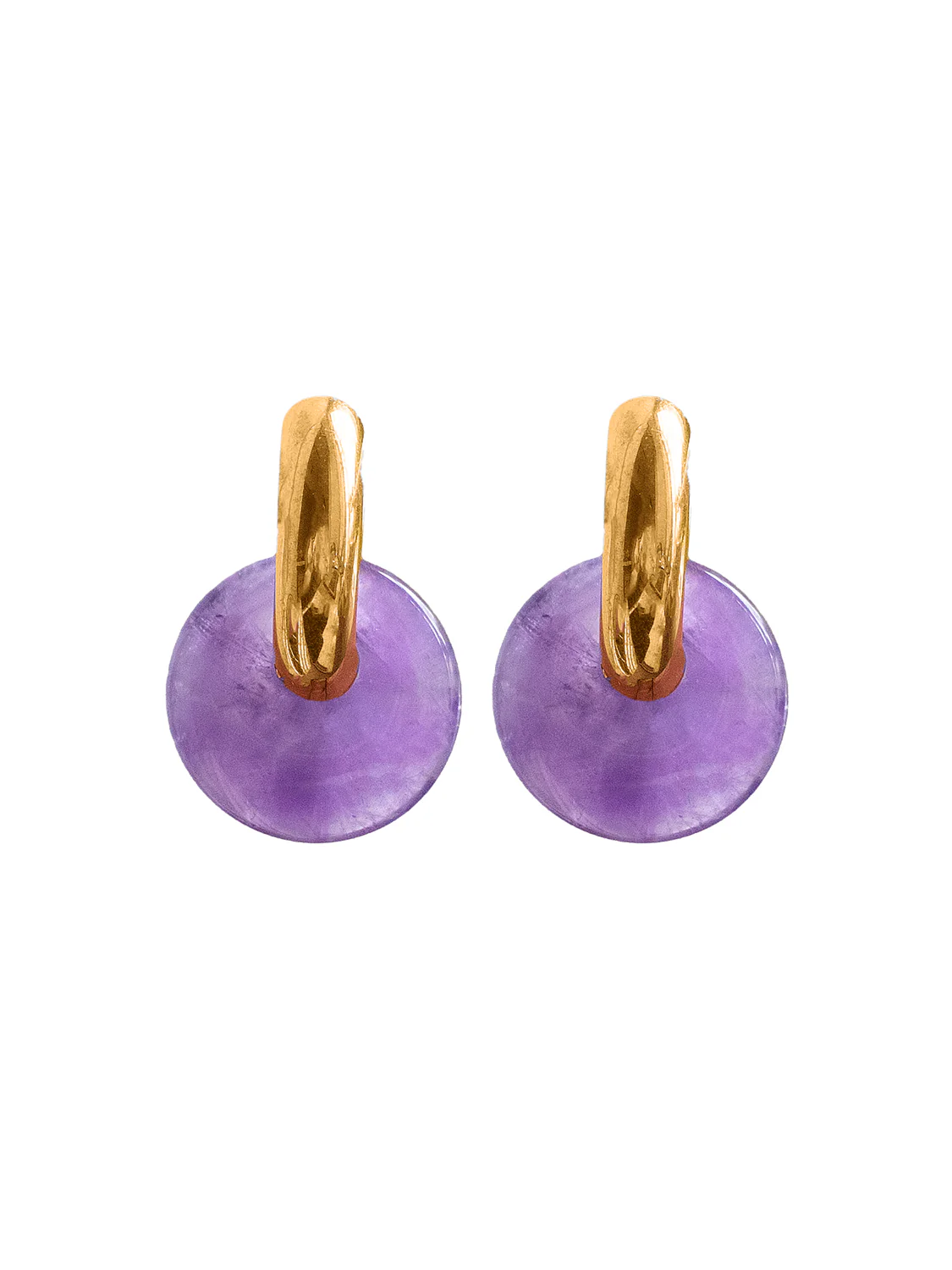 Donut Hoops V2, Gold - Amethyst - Image 2