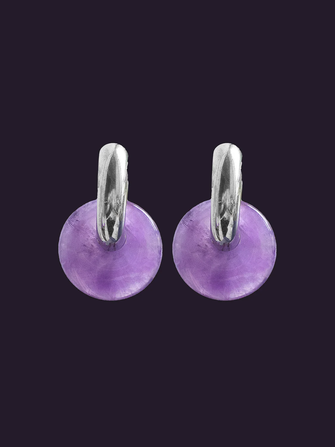 Donut Hoops V2, Gold - Amethyst - Image 3
