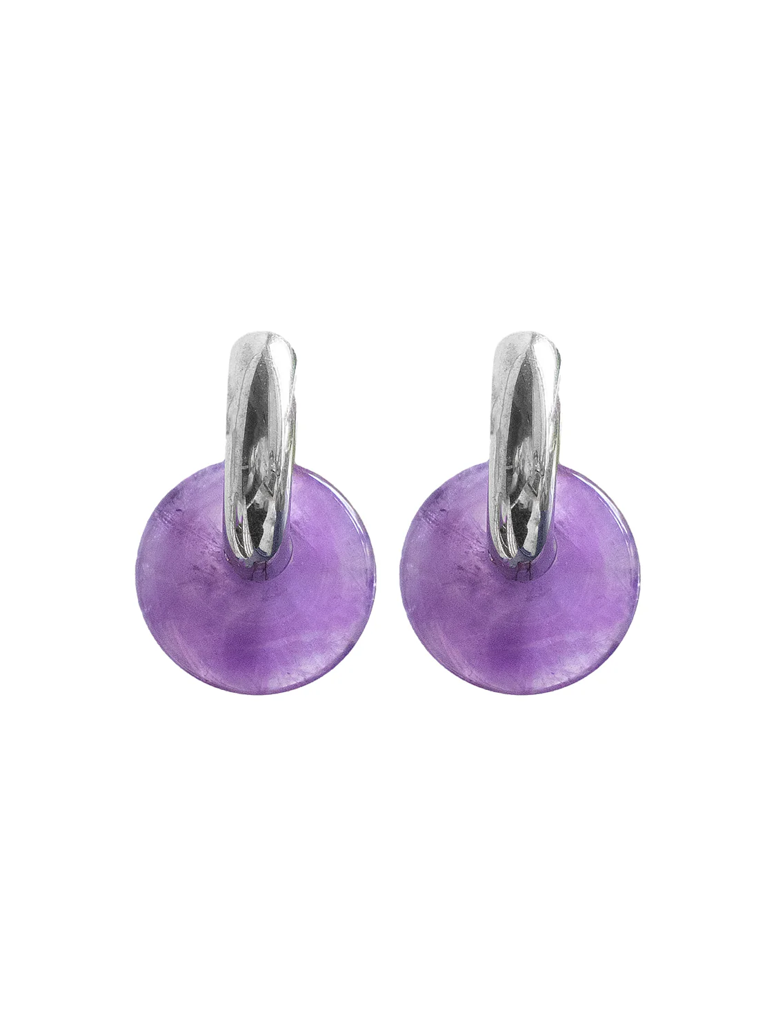 Donut Hoops V2, Gold - Amethyst - Image 4