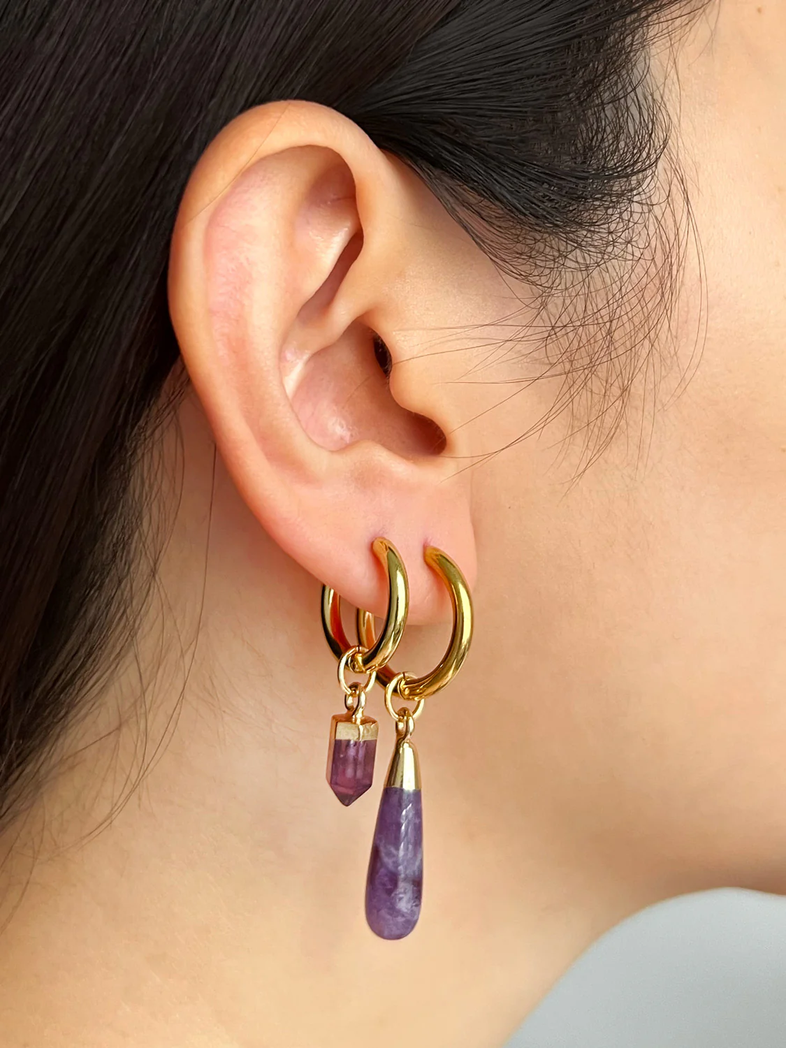 Elemental Petite Hoops - Amethyst Purple - Image 3