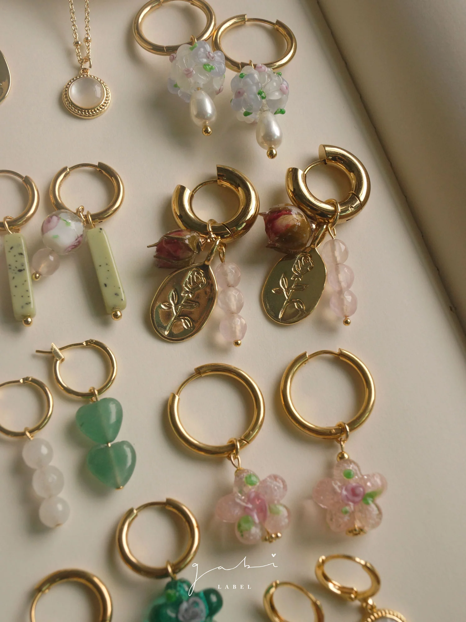 Glass Flower Bouquet Hoop Earrings - Image 5