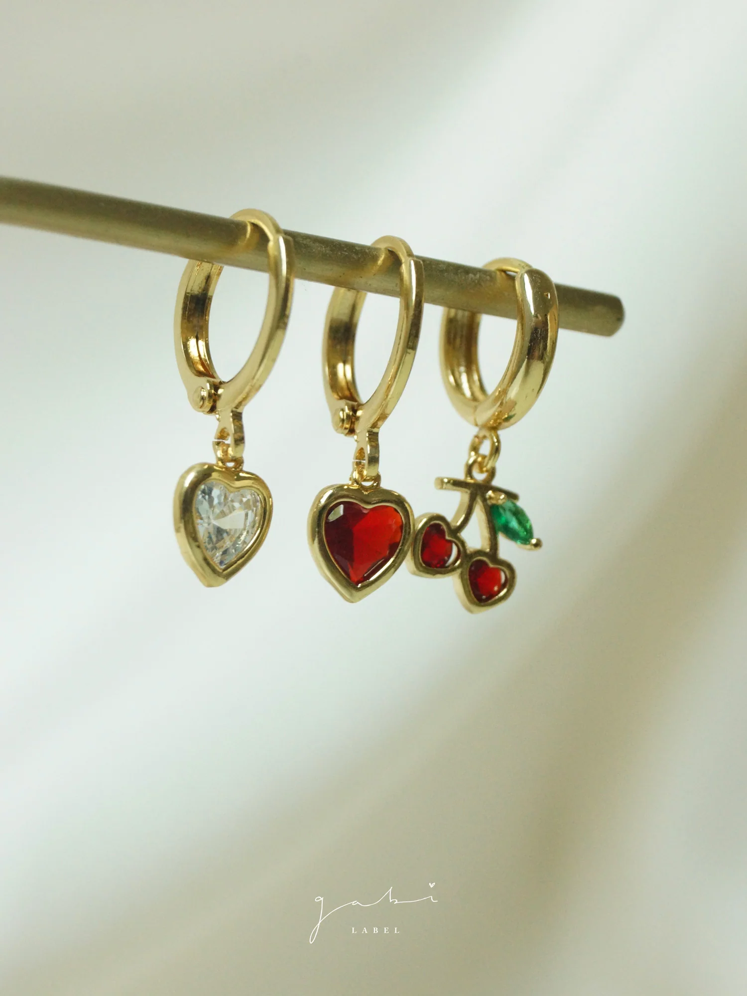 Heart Gem Huggies - Red - Image 4