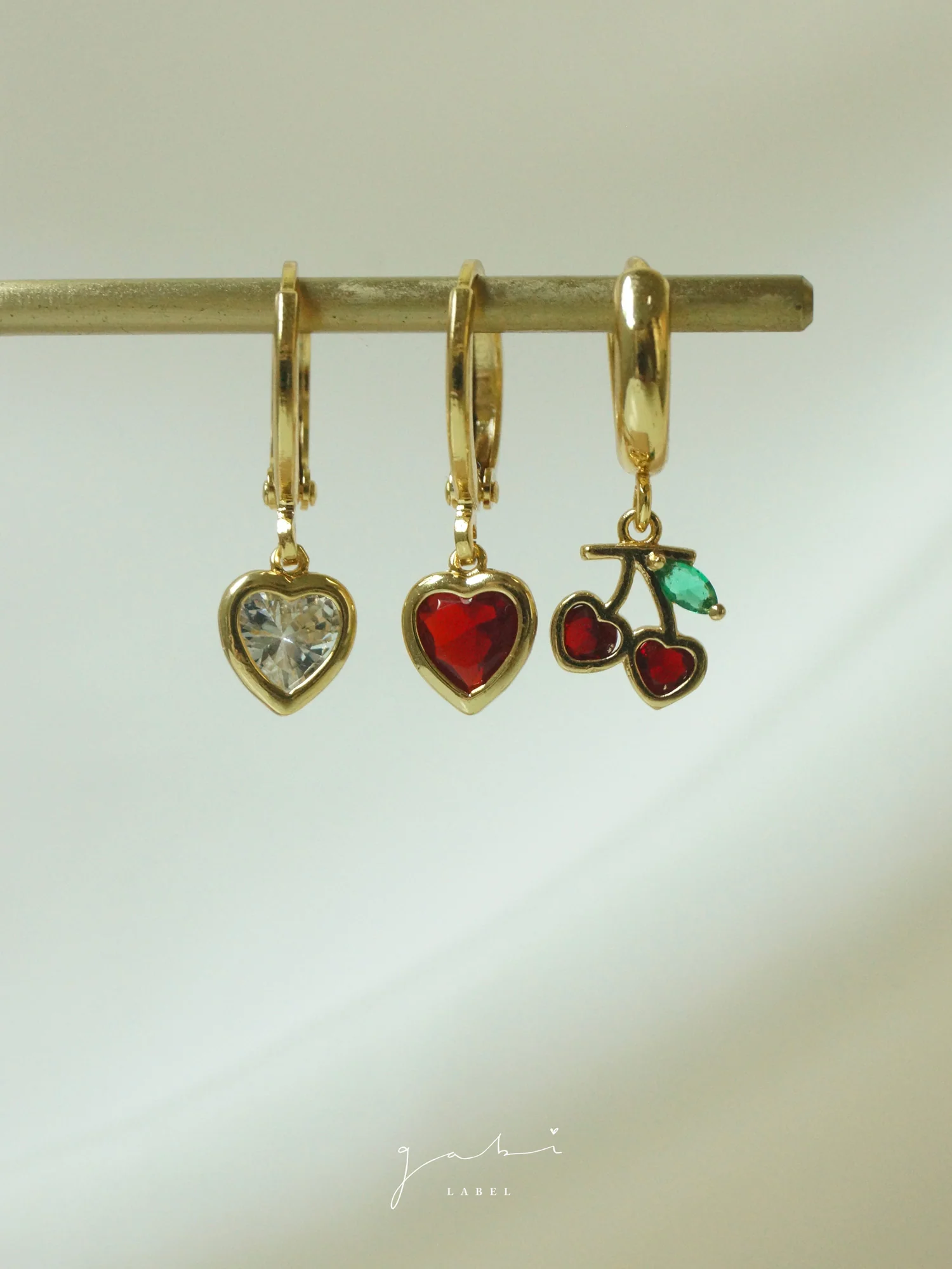 Heart Gem Huggies - Red - Image 6