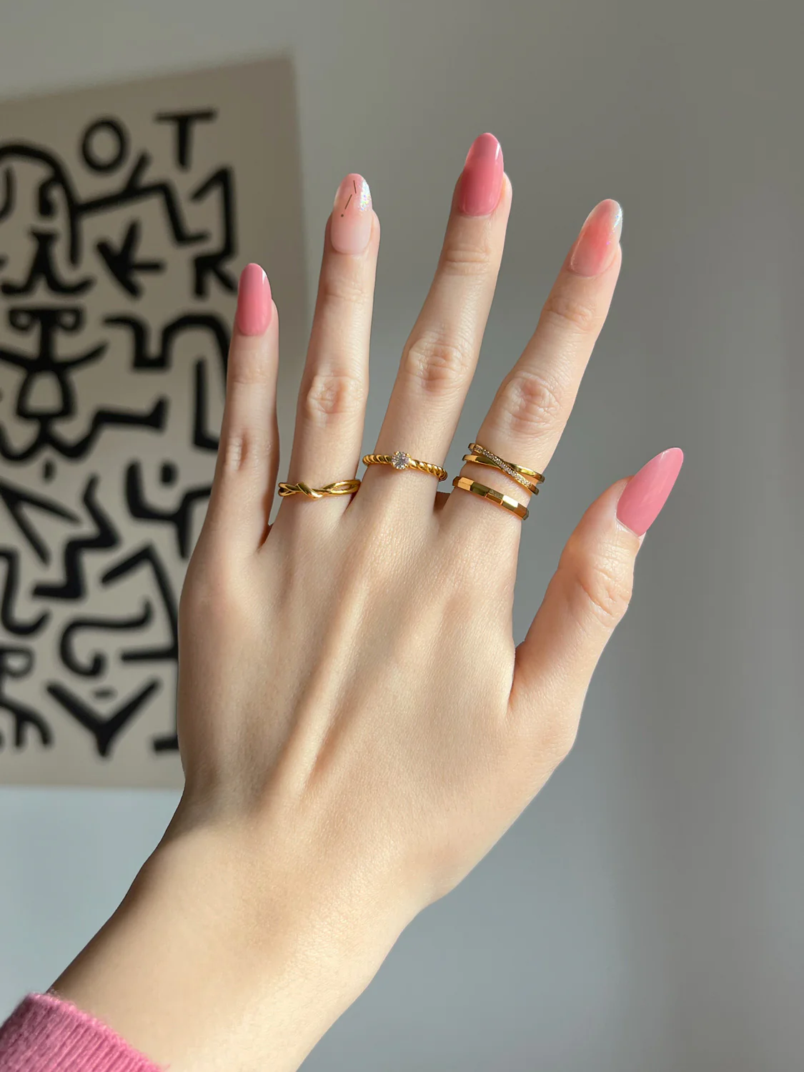 Smooth Hammered Ring, Stainless Steel - Gold - Image 5
