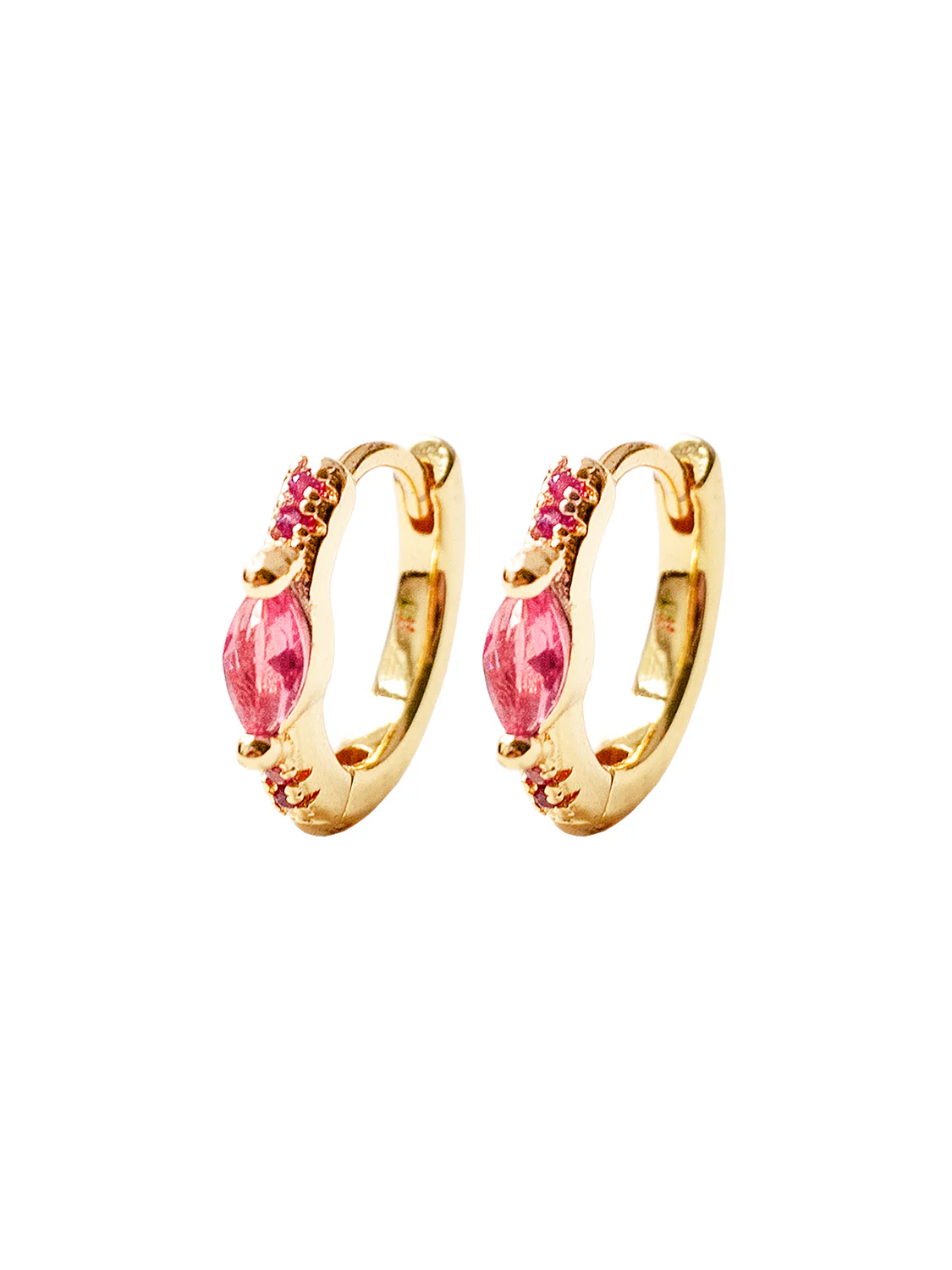 Oval Gemstone Huggies, S925 - Grapefruit, Gold