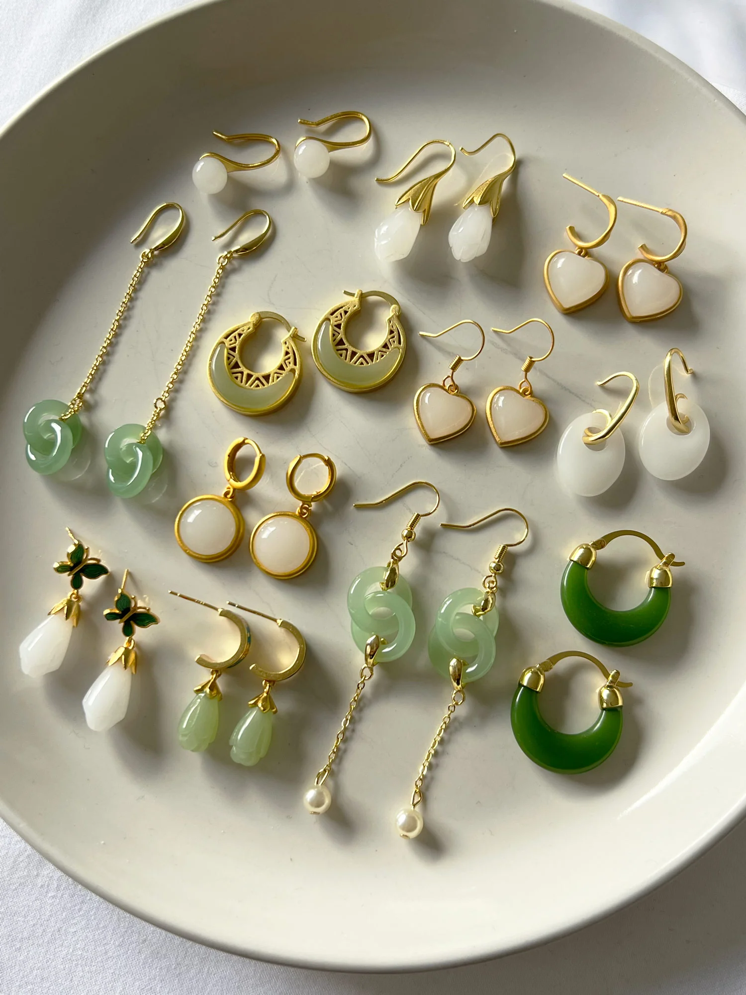 Oval Jade Pendant Earrings - Image 5
