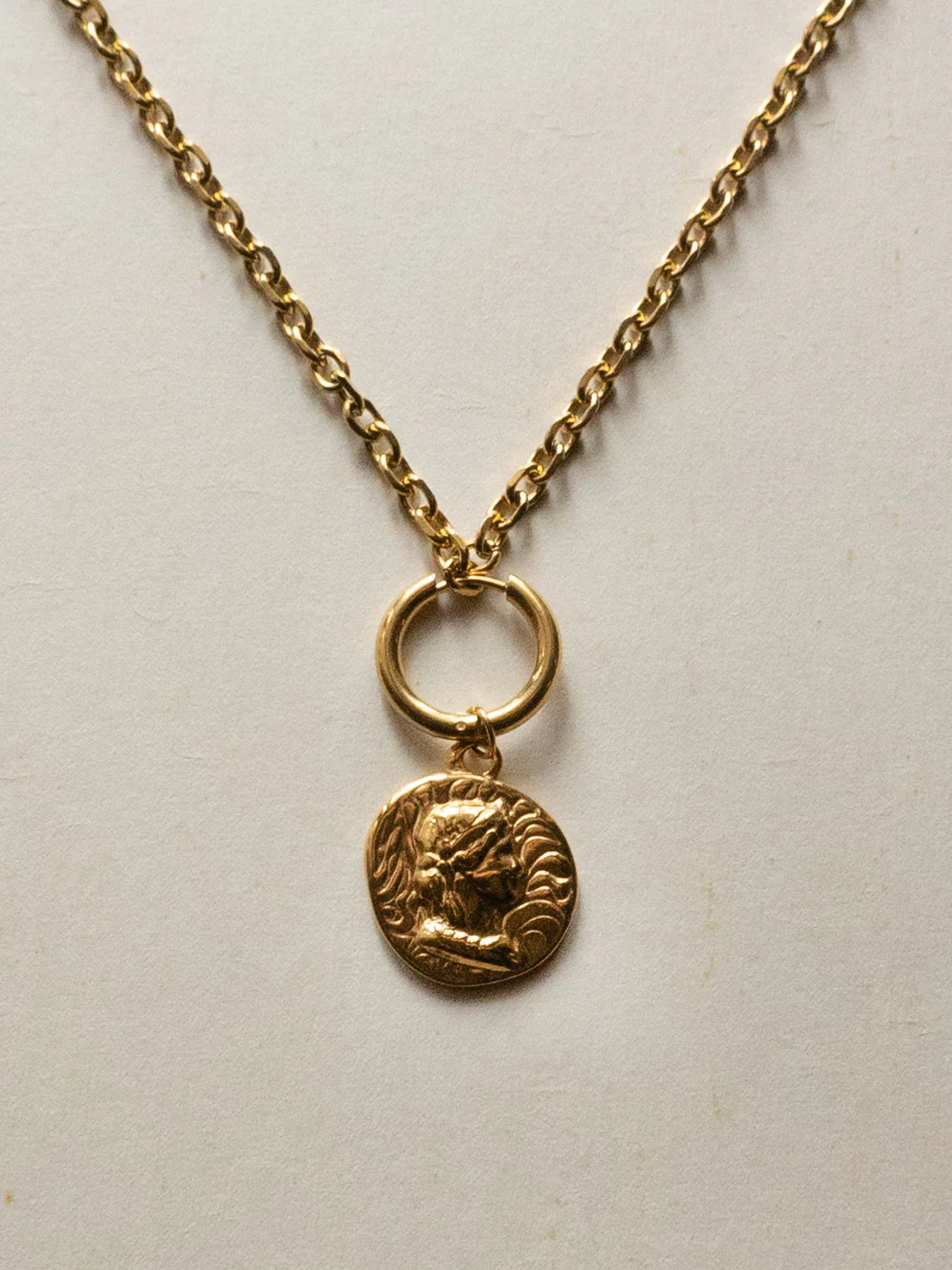 Roman Coin Talisman Necklace - Stainless Steel, Gold - Image 3