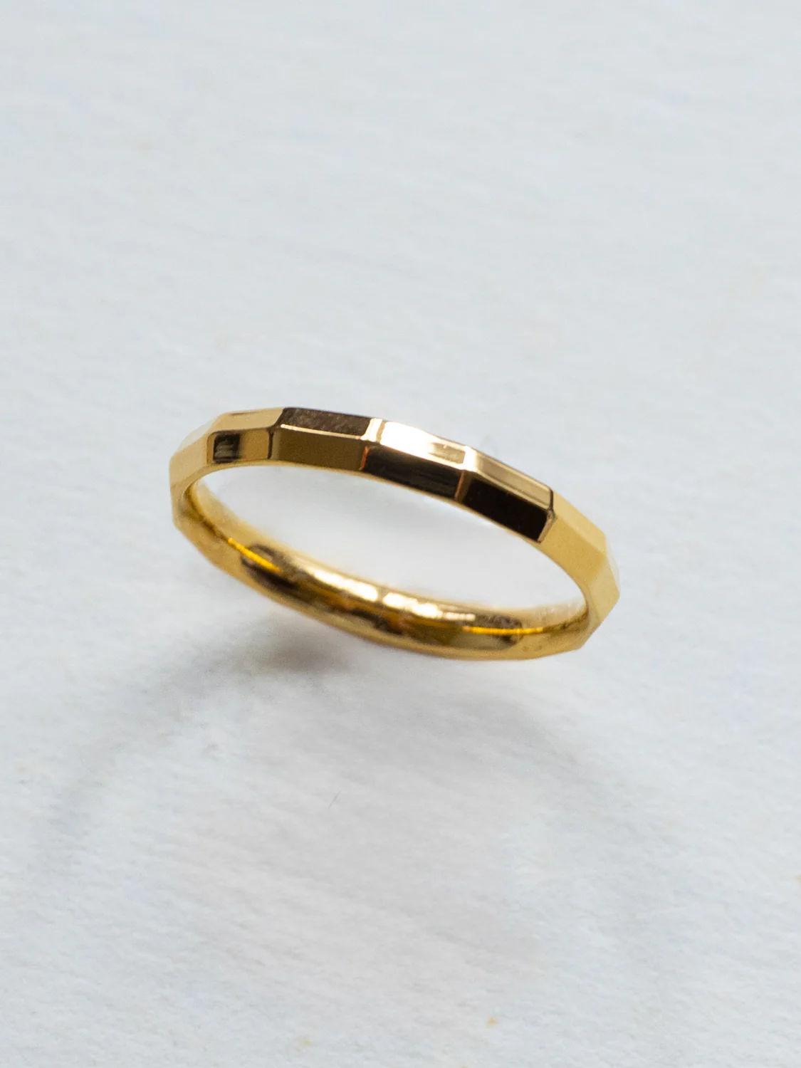 Smooth Hammered Ring, Stainless Steel - Gold