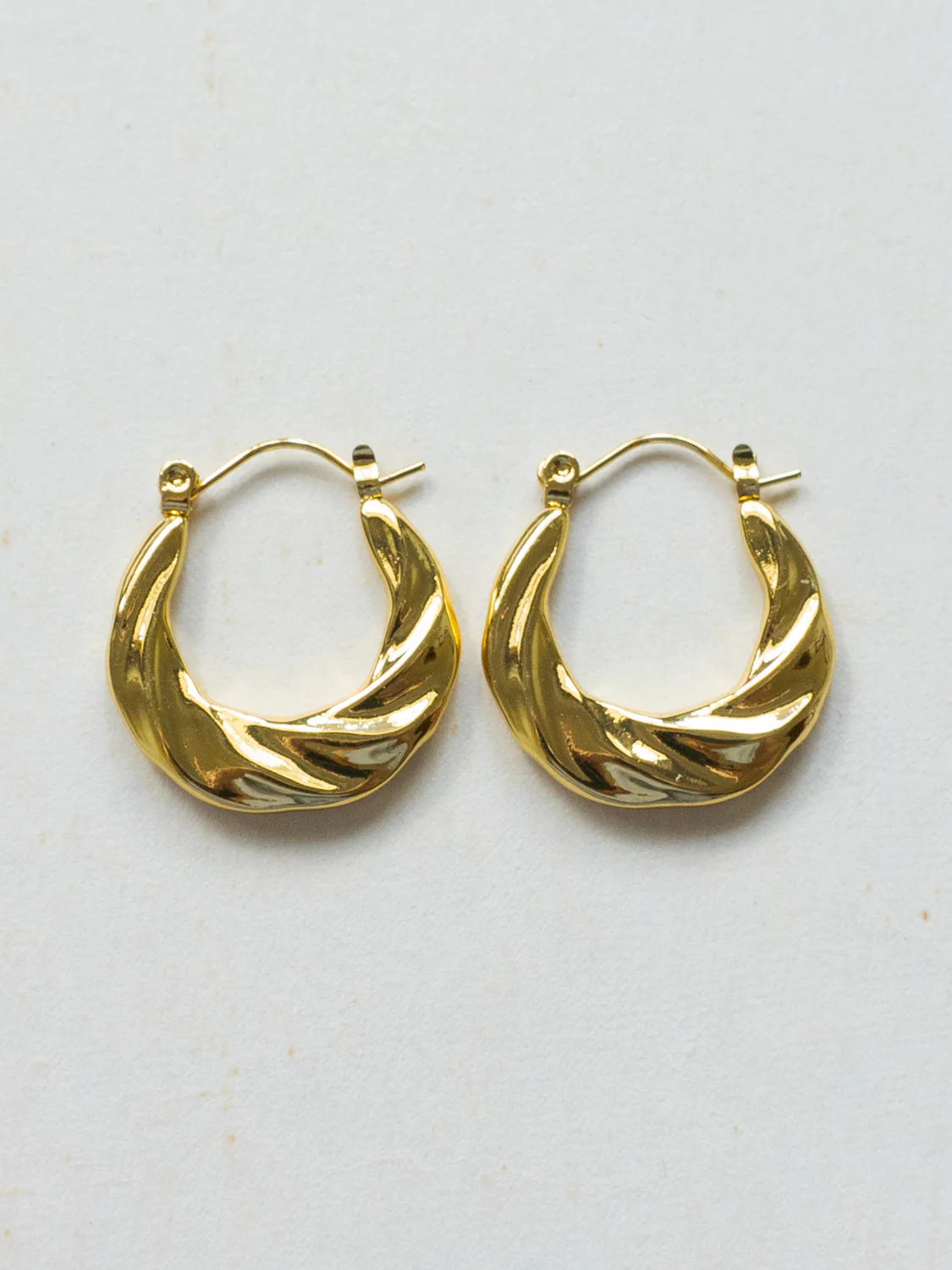 Strokes-Patterned Hoops - Stainless Steel, Gold
